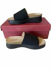 MUNRO Women's Nalia Slide Sandals Platform Wedge Black Stretch Size 8.5 NIB Shoe