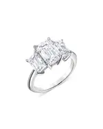 Bloomingdale's Fine Collection Certified Lab Grown Diamond Emerald Cut Three Stone Engagement Ring in 18K White Gold, 4.40 tcw