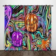 Exquisite Kids Blackout Curtains Cool Animals Pumpkins 79x84 Inch Bedroom Eyelet Thermal Insulated Room Darkening Printed Curtains for Nursery,Set of 2 Panels