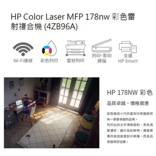 HP Color Laser 178nw 彩色雷射印表機 影印 掃描 wifi 彩雷 印表機