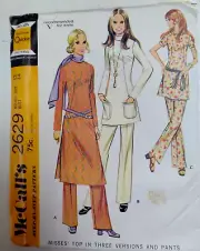 Dress Tunic Top Pants Knits 12 McCalls 2629 Sewing Pattern UC McCall's VTG 70s