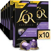 L'Or Espresso Coffee Pods Lungo Profondo 8 Intensity Box 100 Nespresso Machines Compatible