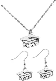 [SAFIGLE] 1set Graduation Hat Jewelry Themed Necklace and Earring for Graduates Classmates and Teachers Eye-catching Graduation Accessories for Celebration Parties