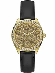 Guess GW0608L2 Gold Dial Black Leather Womens Watch