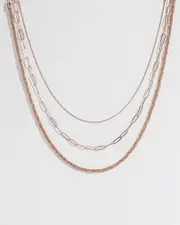 Rose Gold Bike Chain Layered Necklace