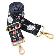 Purse Strap Replacement Crossbody Handbag Shoulder Strap 03-flower in Black