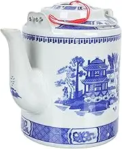 BRIGHTFUFU Delicate Blue and White Porcelain Teapot Vintage Household Tea Serving Teapot for Cold Water for Home Office and Parties and Heat Resistant Design