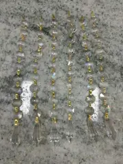 chain of crystal bead 9 octagon w one icicle gold clip chain (lot of 6) (46c4)