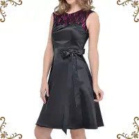 在飛比找博客來優惠-【摩達客】美國進口Landmark蕾絲黑紫色系緞面裙浪漫派對