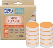 [White Magic] Eco Eraser Dual Sided Shoe Cleaner – Instant Scuff Mark Remover, Restores Leather, Rubber & PVC Shoes, 10-Pack, Easy Water-Activated Sponge, Reusable for Flawless Sneaker Care