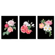 Set of Dark Floral Botanical Flowers Wall Art #1