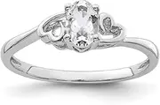 [JewelryWeb] 925 Sterling Silver Polished White Topaz Ring Band Style-Ring for Women