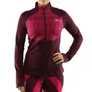 ADIDAS TECHFIT PRINTED 1/2 ZIP - MAROON/BOLD PINK PRINT/MATTE SILVER -AH3994 $60