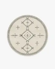 185' Round | Machine Washable Runner Rug | Kid & Pet Friendly | Indoor Rug | Damali Black & White Rug | Ruggable