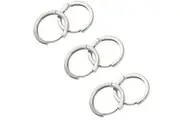 3 Pair Silver Rhodium Huggie Hoop Square Hinged Sleeper Earrings Non-allergenic