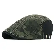 Newsboy Men's Hat Camo Cotton Classic Adjustable Cap Flat One Size Wash Black