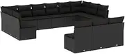 vidaXL Garden Sofa Set 13 Piece Modular Black Poly Rattan with Cushions and Storage - Patio, Terrace, Garden Lounge