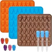 AFUNTA Mini Gummy Silicone Molds - 3 PCS Non-Stick Chocolate & Candy Mold with 3PCS Droppers for Jello, Cakes, Ice Cubes, Biscuits