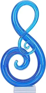 13" H Large Murano Glass Sculpture Blue Hand Blown Glass Figurines Art Music Decor, Modern Blue Glass Decor Crystals Sculpture Statue - for Luxury Home Living Room Office Console Table Decor