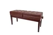 Crown Deluxe Height Adjustable Duet Piano Stool with Storage Compartments (Walnut)