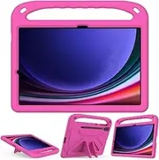 [Jarttarn] Kids Case Compatible with Samsung Galaxy Tab S9 FE Plus Case SM-X610/SM-X616 12.4inch 2023,Light Weight Shock Proof Handle Stand Kids Friendly Protective Cover Case (Rose RED)