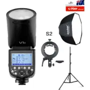 Godox V1S 2.4G Round Head Flash For Sony + S2 Bracket + 80cm Softbox + Stand