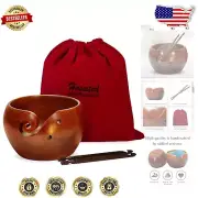 Portable Wooden Crochet Yarn Bowl - 7x4 in, Tangle-Free Knitting Solution