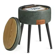 EKHO Collection - Storage Ottoman, Vanity Chair Stool, Synthetic Forest Green