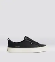 Men's Low Top Black Premium Leather Sneaker