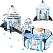 Rocket Ship Kids Play Tent: 3Pcs Toddlers Pop Up Ball Pit spaceship roketship