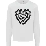 Heart Bike Chain Cycling Biker Motorbike Kids Sweatshirt Boys Girls Jumper