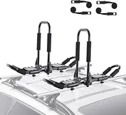 VEVOR Kayak Roof Rack 1 Pair J-Bar, Soft Roof Rack, Top Mount Tie Down, Carrier for kayak, Surf Board, Canoe, SUP, Ski Board, Mount on Car, SUV, Truck, 2 Kayaks
