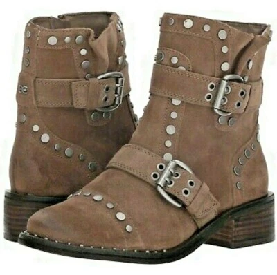 NEW Sam Edelman Drea, suede leather dark taupe studded boots size 8