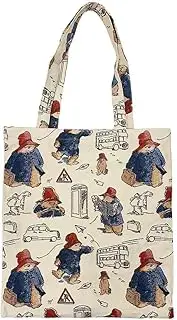 Signare Classic Paddington Bear Tapestry Flat Tote Reusable Shopping Foldaway Handbag Bag - One Size, Red, One Size
