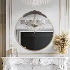 Baroque Style Round Circle Mirror Antique Brass Decorative Mirror Metal Frame