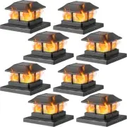 Dynaming Solar Flame Post Cap Lights Outdoor, Powered Fence Black