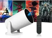 HY300 Pro+ Mini Portable Projector, Smart Projector Auto Horizontal Correction 1080P 4K, Brightness 200 ANSI Outdoor Movie Projector Compatible with Phone, Wi-Fi 6 BT5.2 Android 13