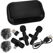 TEMPNAP Cordless Lapel Microphone Mini Clip-on Noise Cancellation -c Compatible Compact for Interviews Vlogging