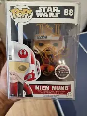 Nien Nunb Star Wars Funko Pop 88 Signed by Mike Quinn 100% Authentic Gamestop Ex