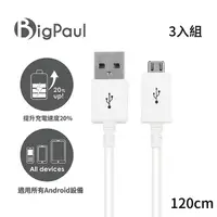 在飛比找PChome24h購物優惠-【Big Paul 】Micro USB 2.0快速充電傳輸