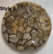 18" Round Agate Stone Coffee Table Top Luxurious Sofa Side End Corner Table Deco