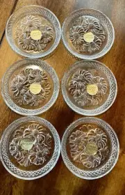 Cristal D'Arques France Breteuil Set of 6 Coasters 24% Lead Crystal Floral