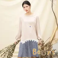 在飛比找momo購物網優惠-【betty’s 貝蒂思】繡花蕾絲拼接洋裝(卡其)