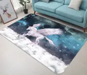 3D White Clouds Unicorn 36 Game Non Slip Rug Mat Photo Carpet