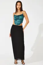 Green Satin Cami Sleeveless Strap - Size XS, Women's Cami