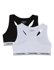 [Calvin Klein] Modern Cotton Bralette 2 Pack (8-16 Years) in White/Black