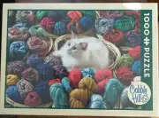Fur Ball 1000 Piece Puzzle Cat sitting in Yarn Balls by Cobble Hill