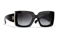 在飛比找Yahoo奇摩拍賣-7-11運費0元優惠優惠-CHANEL 香奈兒 長方形漸變方框太陽眼鏡墨鏡 黑金色