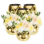 Disco Ball Vase 6Pcs Glass Disco Ball Planter Gold 4"x3"