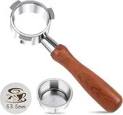 [Aeglemana] 54mm Bottomless Portafilter - 3-Ear Stainless Steel - For Breville Barista Express (BES870, 878, 875, 840, Duo-Temp Pro) - Solid Wood Handle